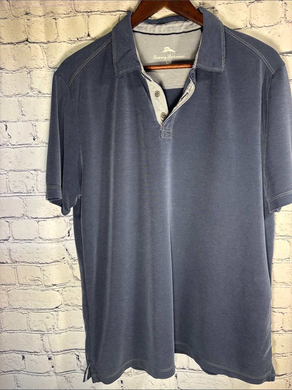 Tommy Bahama Slate Blue Short-Sleeve Polo with Contrast Placket